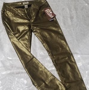 Mudd Women's Skinny Gold Metallic Pants New